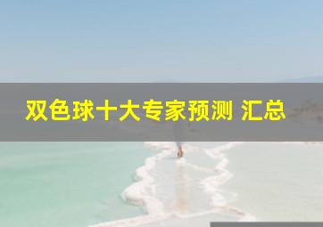 双色球十大专家预测 汇总